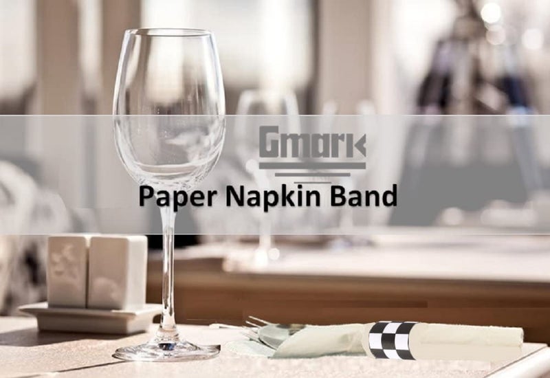 Gmark Paper Napkin Band Box of 2500, Paper Napkin Rings self Adhesive (Black White Grid) GM1110 - Image 3